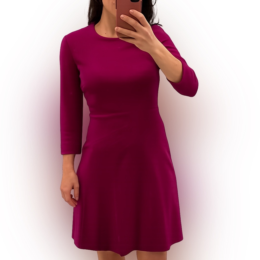 🏴󠁧󠁢󠁥󠁮󠁧󠁿Fold of London Fuchsia Virgin Wool Midi Dress - Picture 3 of 11